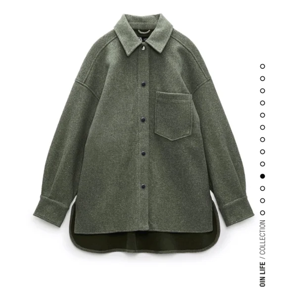 Zara * Soft Overshirt Shacket Shirt khaki - Picture 5 of 7